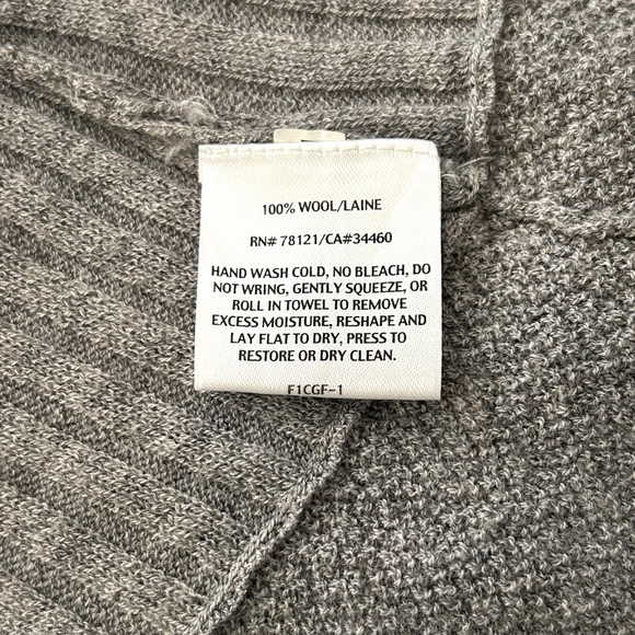 EILEEN FISHER Washable Wool Diagonal Flutter Open Cardigan Smoke Grey Size XL - Picture 11 of 16